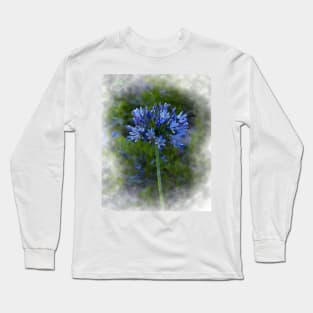 The Blue Bloom In Watercolor Long Sleeve T-Shirt